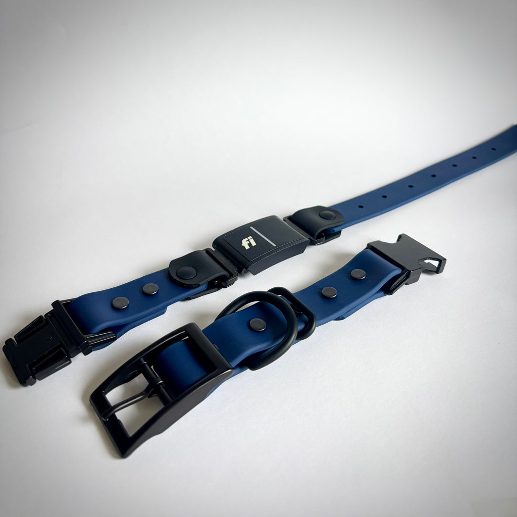 Fi Compatible 1” Quick Release Dog Collar | Waterproof BioThane | Adjustable Replacement Strap | Black Hardware | Made in USA