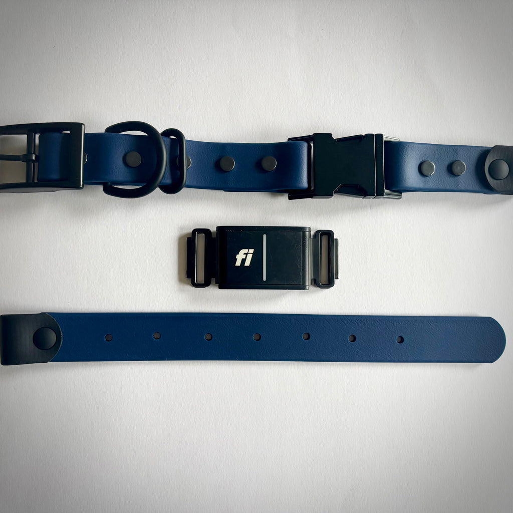 Fi Compatible 1” Quick Release Dog Collar | Waterproof BioThane | Adjustable Replacement Strap | Black Hardware | Made in USA