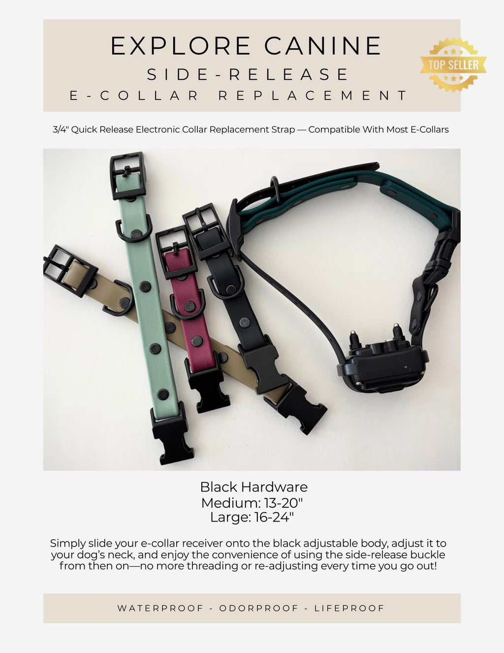 Side Release E-Collar Replacement Strap FULL SET
