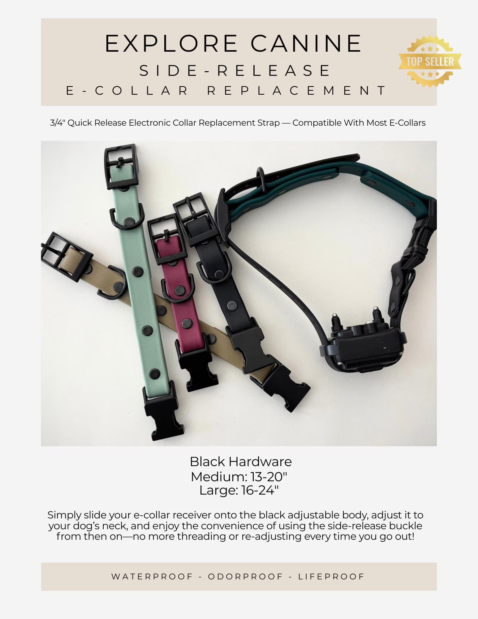 Side Release E-Collar Replacement Strap FULL SET